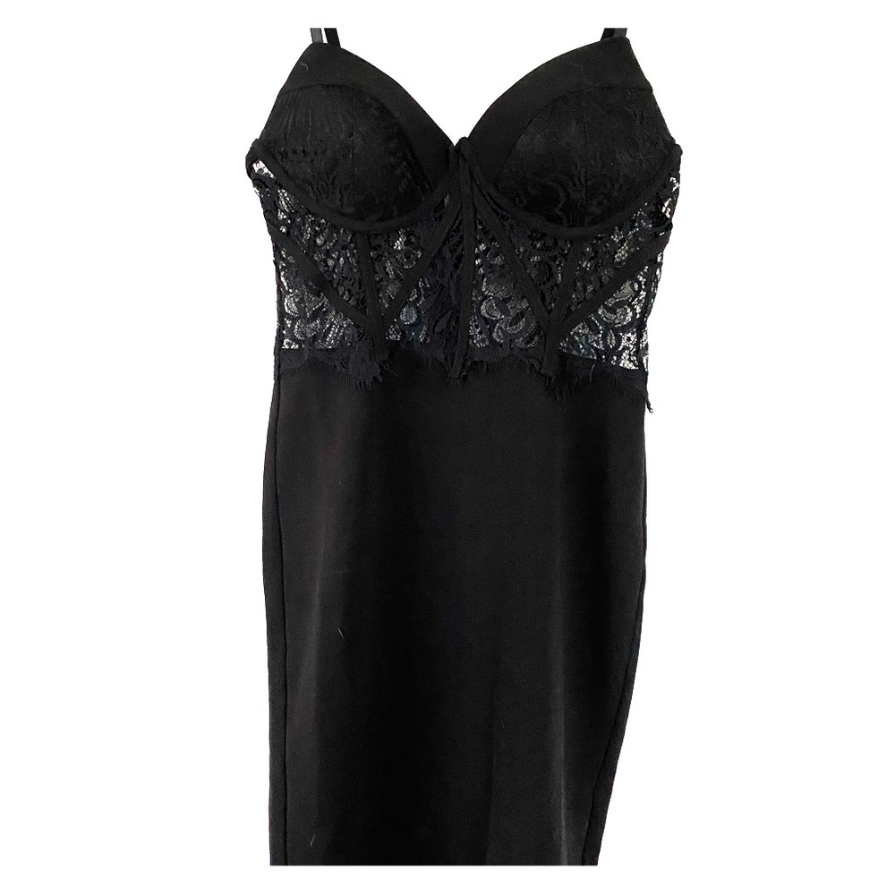 NWT Black Lace Bustier Mini Dress